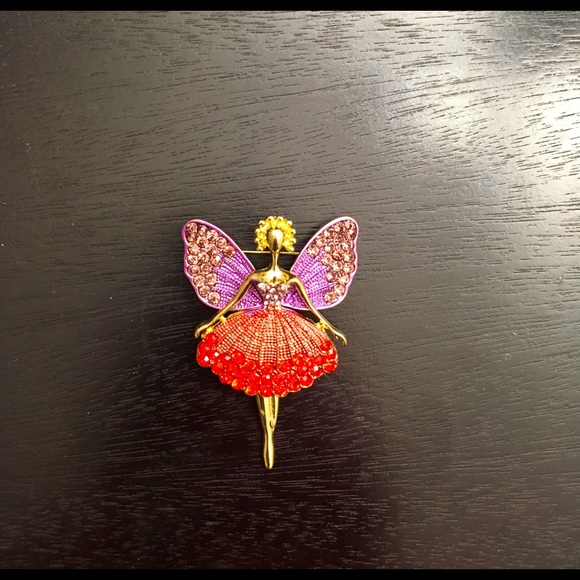 Multi Color Austrian Crystals Fairy Ballerina Dancer Enhanced Brooch Pin Pendant - Picture 7 of 14